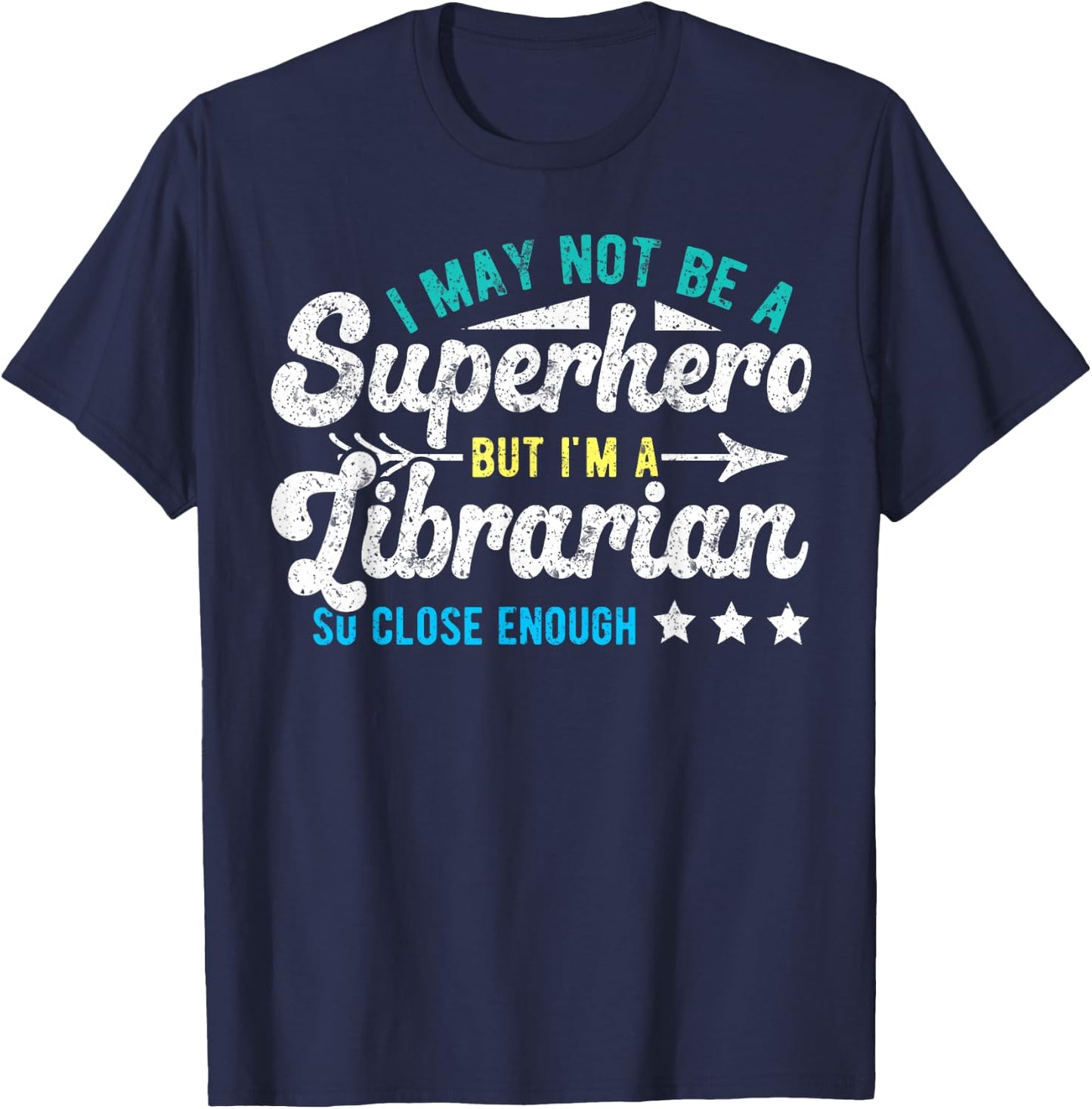 Funny School Librarian Library Superhero & Librarian Library T-Shirt - T-Shirt | Navy