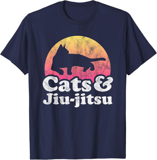 Cats and Jiu-jitsu Men's or Women's Cat T-Shirt - T-Shirt | Navy