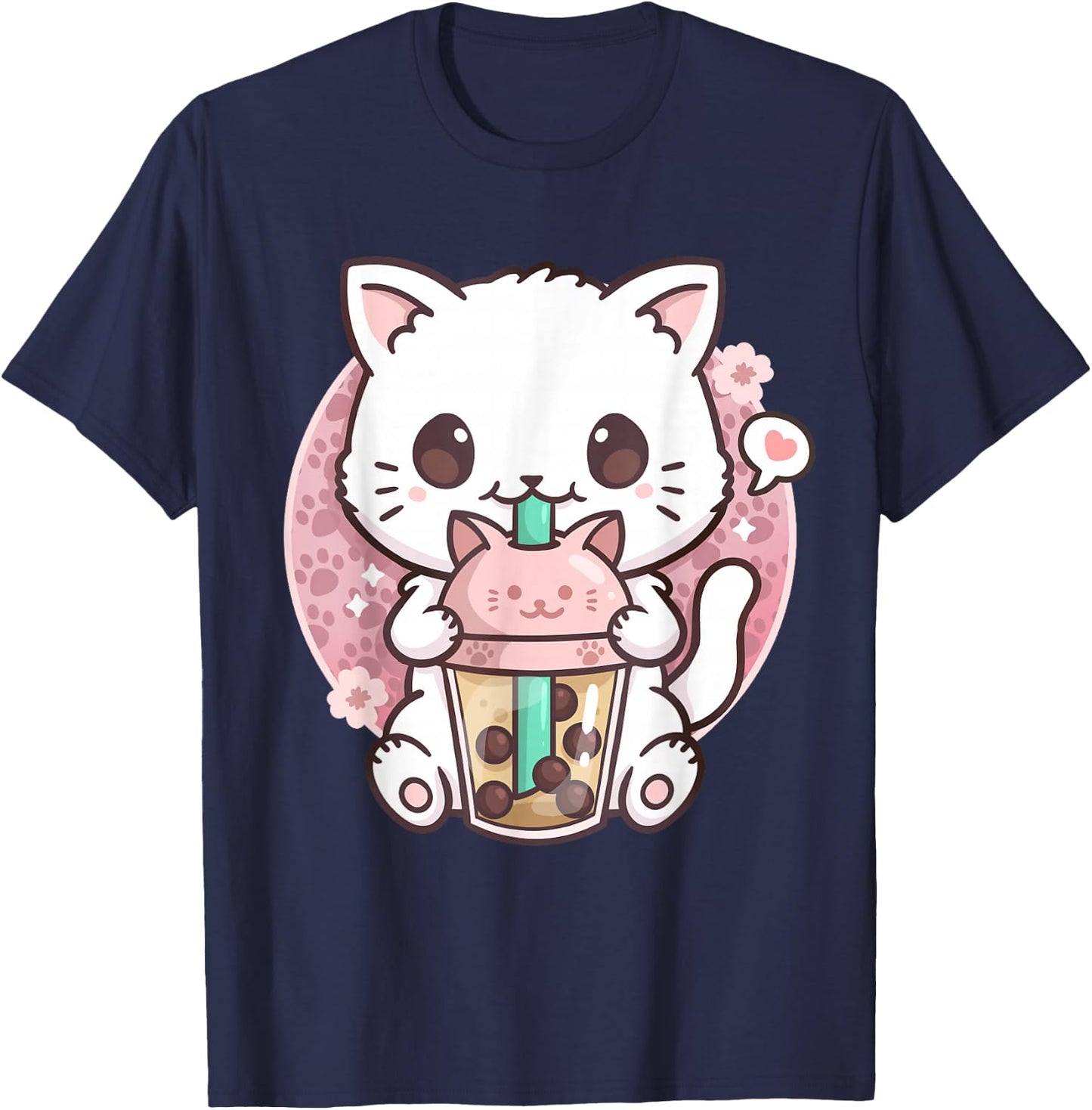 Boba Cat Boba Tea Bubble Tea Kawaii Anime Cat Kawaii Neko T-Shirt - T-Shirt | Navy