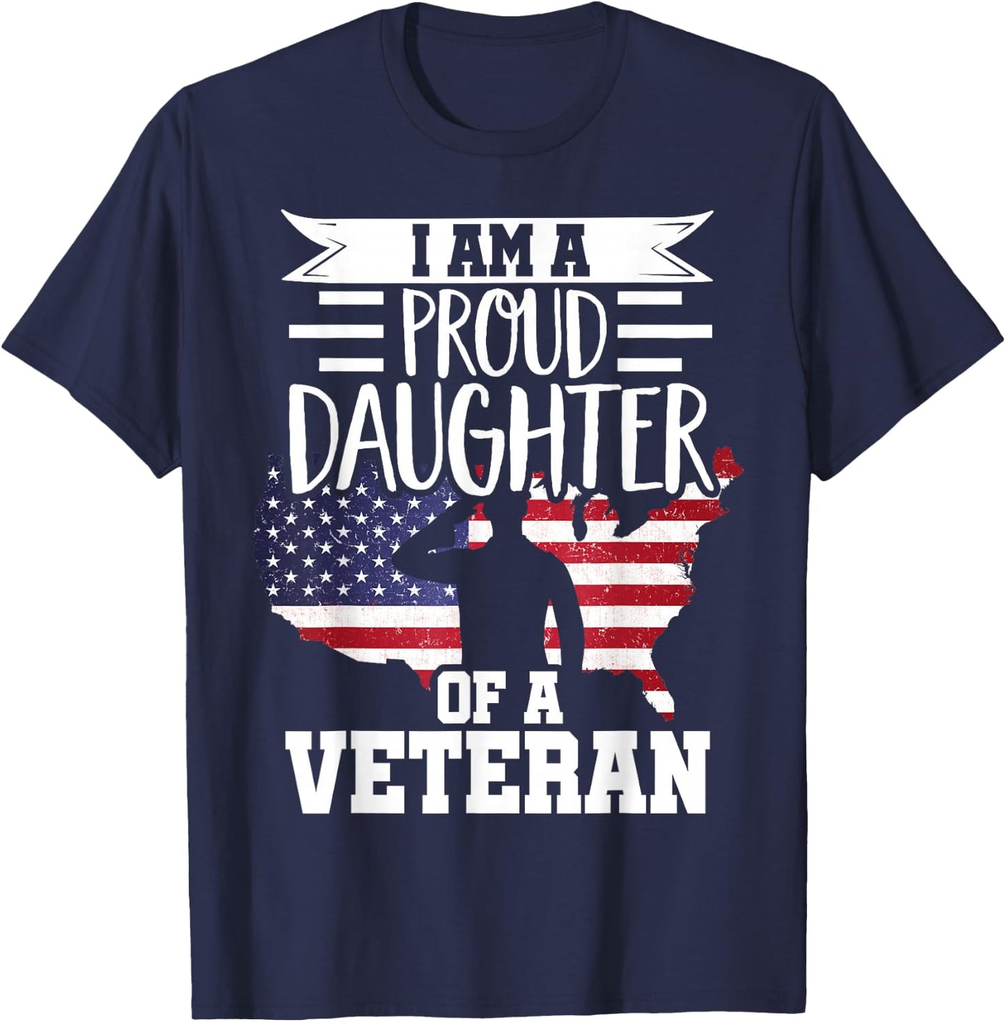 Proud Daughter Veteran Nothing Scares Patriotic Veterans Day T-Shirt - T-Shirt | Navy