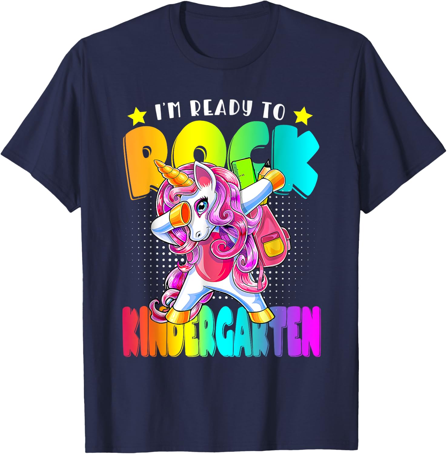I'm Ready To Rock Kindergarten Unicorn Back To School T-Shirt - T-Shirt | Navy