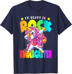 I'm Ready To Rock Kindergarten Unicorn Back To School T-Shirt - T-Shirt | Navy