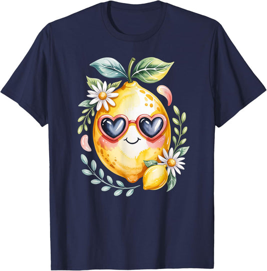 Cute Lemons Fruit Girls & Women Who Adore Loves Lemon T-Shirt - T-Shirt | Navy