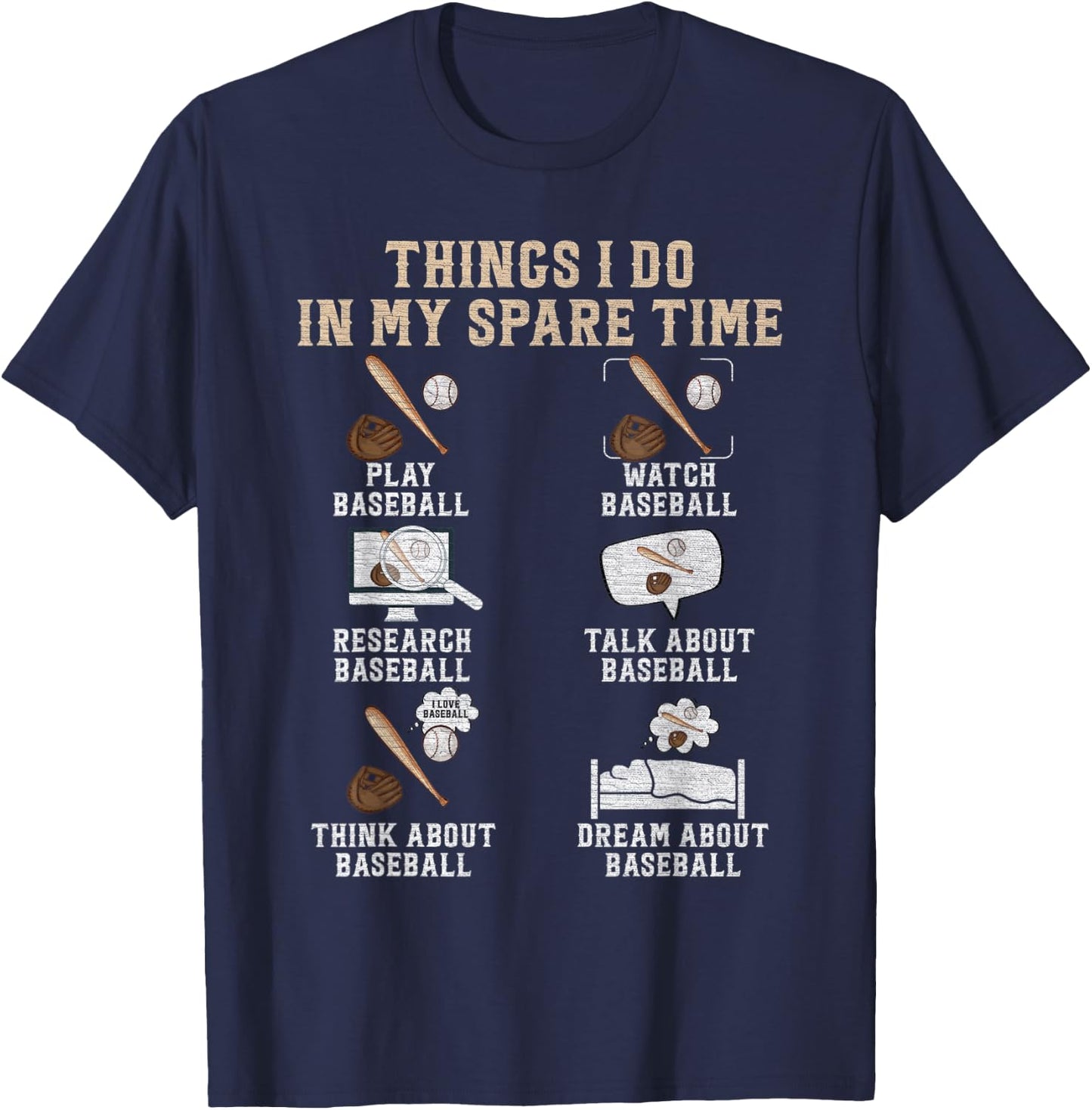 Baseball Player, Things I do in my spare time T-Shirt - T-Shirt | Navy