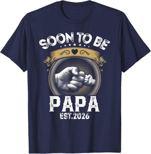 Soon to be Papa est. 2026 New Dad Promoted to Papa T-Shirt - T-Shirt | Navy
