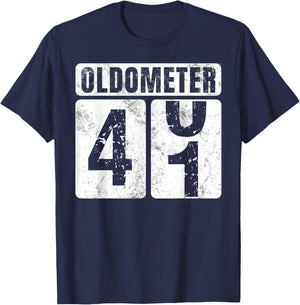 Oldometer 41 Shirt Vintage Funny 41st Birthday Gift T-Shirt - T-Shirt | Navy