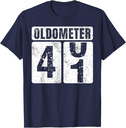 Oldometer 41 Shirt Vintage Funny 41st Birthday Gift T-Shirt - T-Shirt | Navy