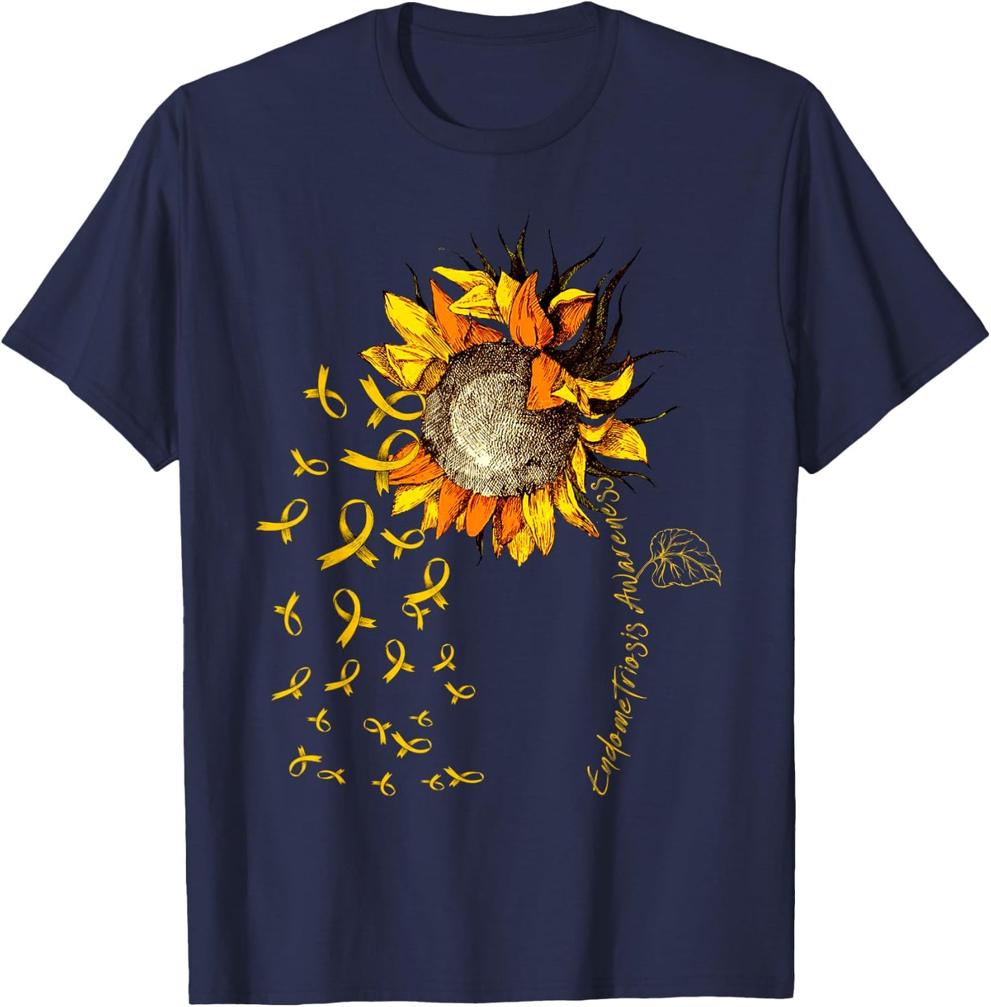 ENDOMETRIOSIS Awareness Sunflower T-Shirt - T-Shirt | Navy