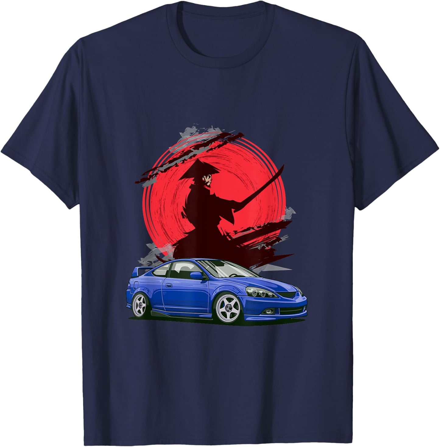 JDM RSX Auto Tuning Japan Samurai Sun Drift T-Shirt - T-Shirt | Navy
