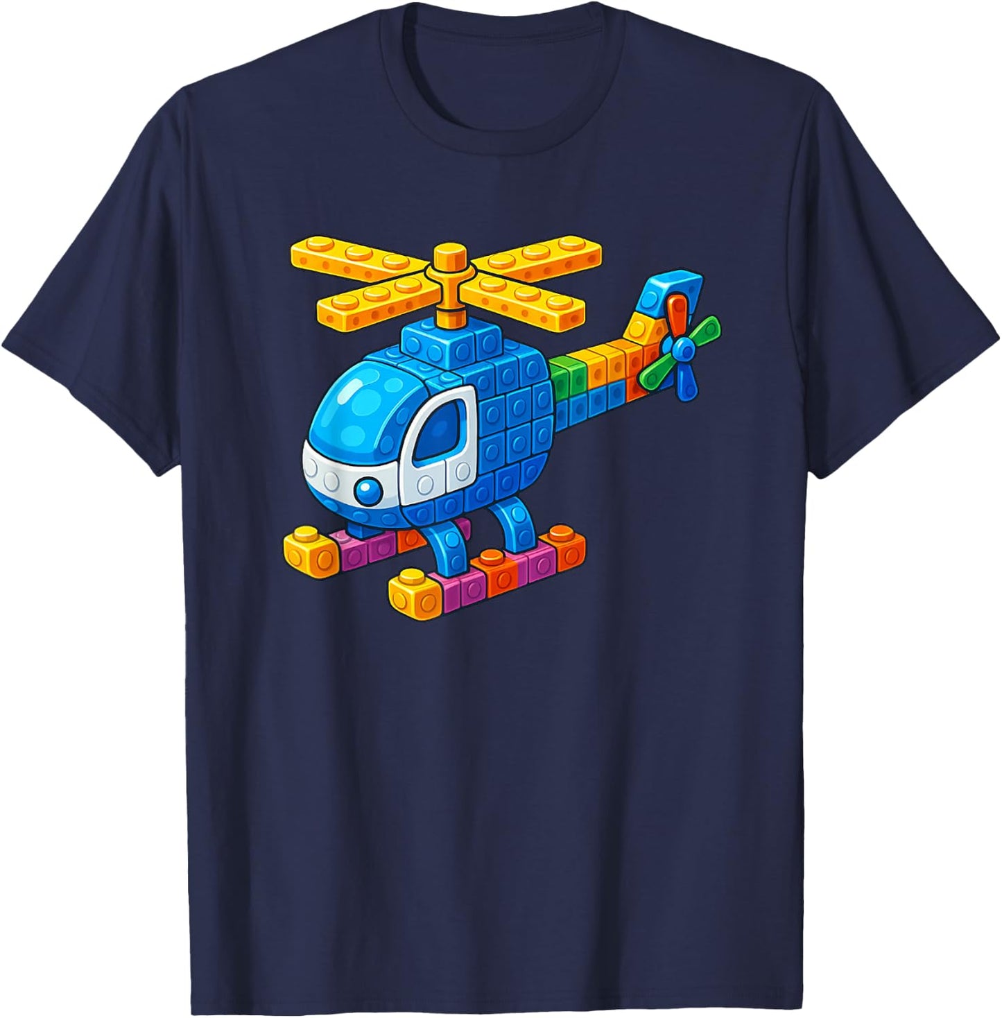 Master Builder Helicopter Building Blocks Builders Toys Boys T-Shirt - T-Shirt | Navy