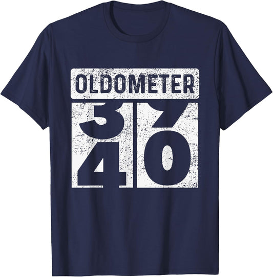 Oldometer Odometer Funny 40th Birthday Party Turning 40 Joke T-Shirt - T-Shirt | Navy