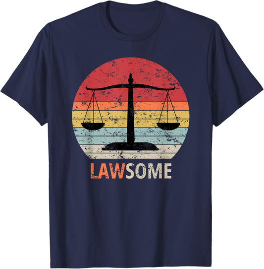 Lawsome Lawyer Paralegal Attorney Pun Vintage T-Shirt - T-Shirt | Navy
