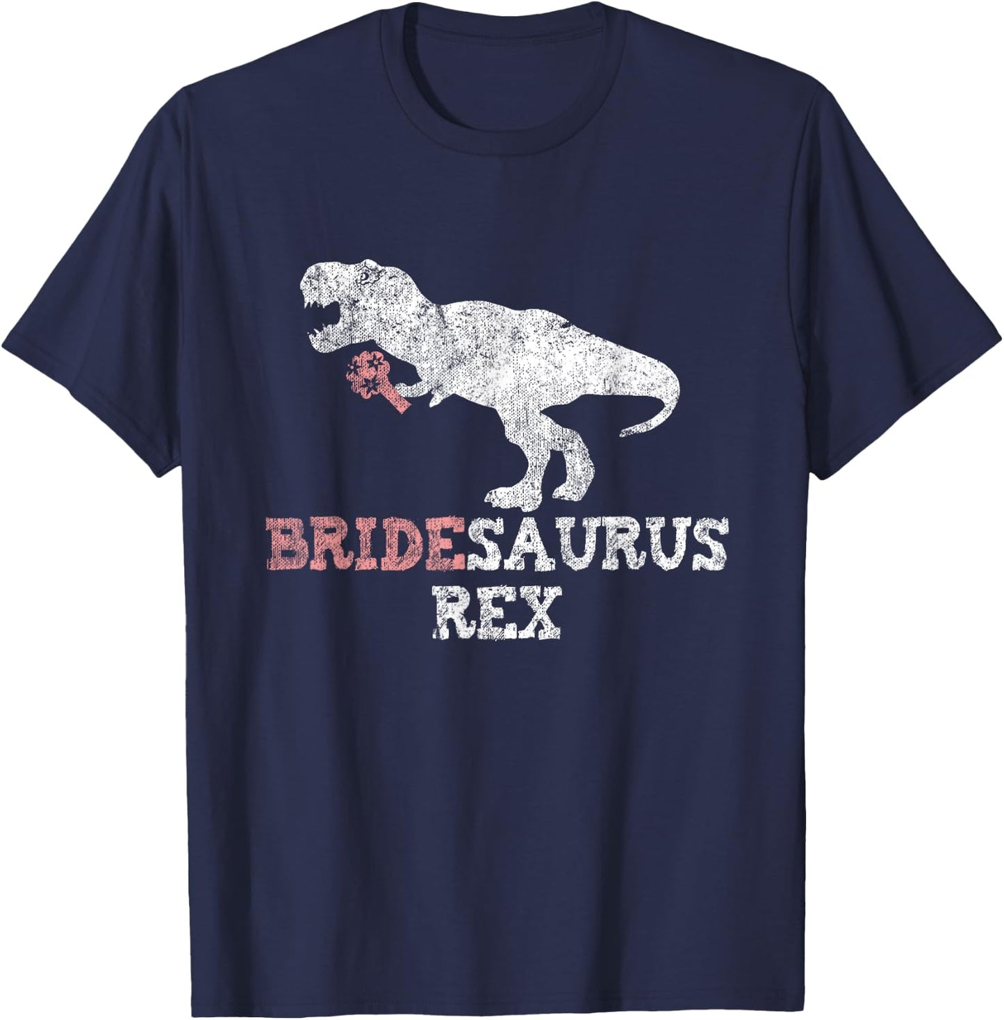 Bridesaurus Rex Vintage Bride Funny Dinosaur Lover T-Shirt - T-Shirt | Navy