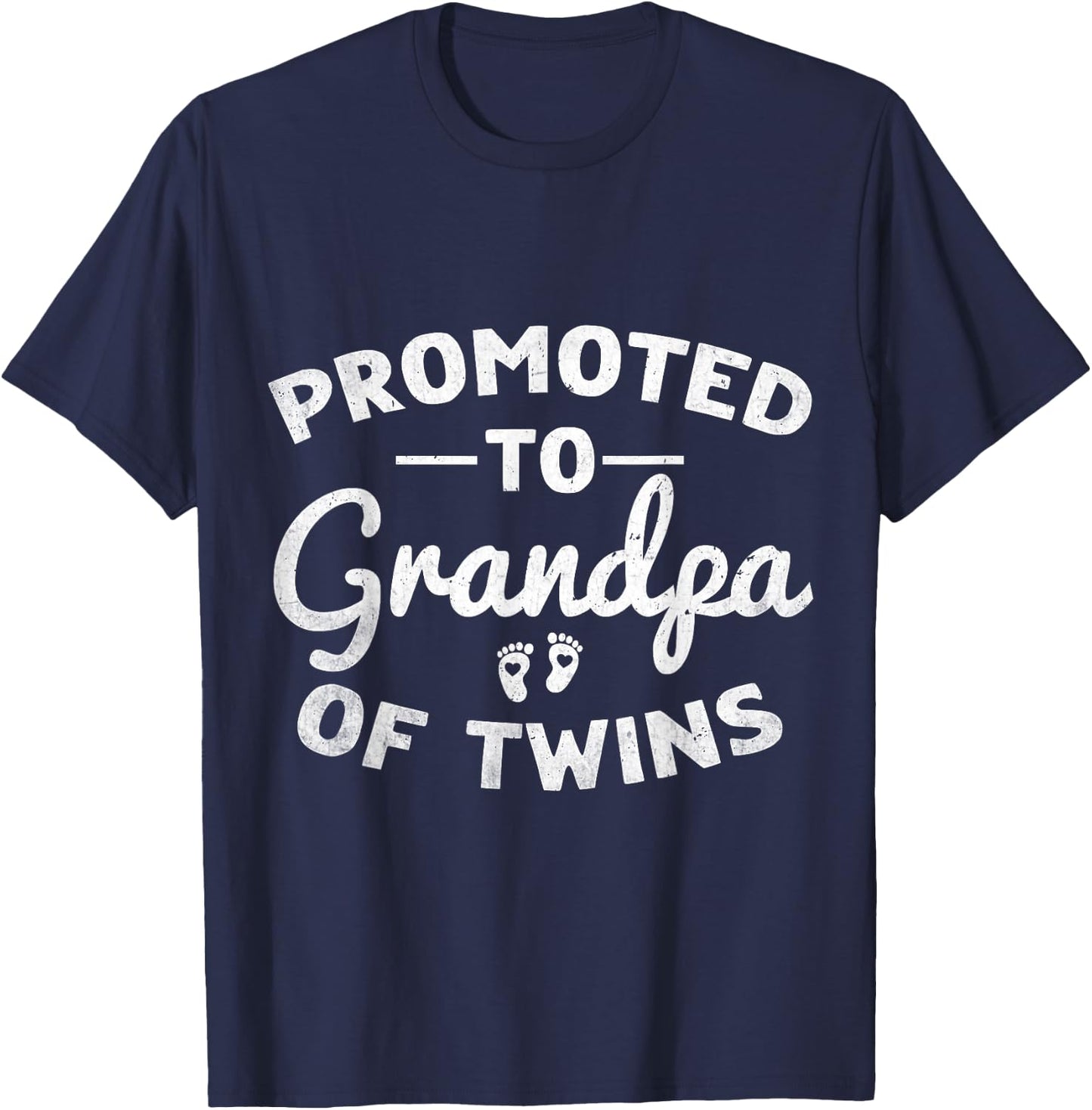 Promoted to Grandpa of Twins 2024 Twins Baby Announcement T-Shirt - T-Shirt | Navy