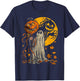 Halloween Pumpkin Ghost Autumn Leaves Graphic Art T-Shirt - T-Shirt | Navy