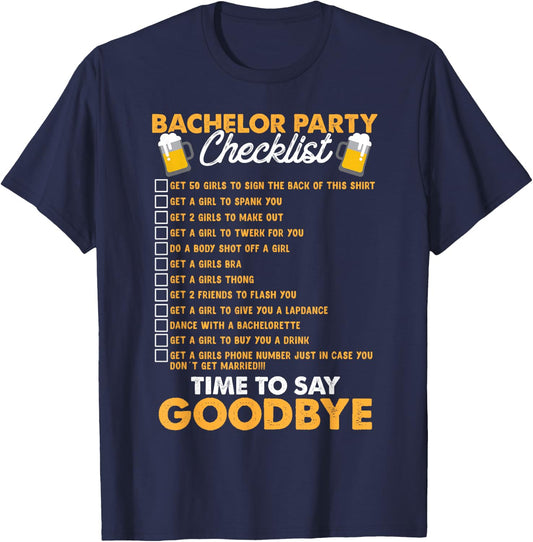 Bachelors Party Checklist Stag Do Party T-Shirt - T-Shirt | Navy