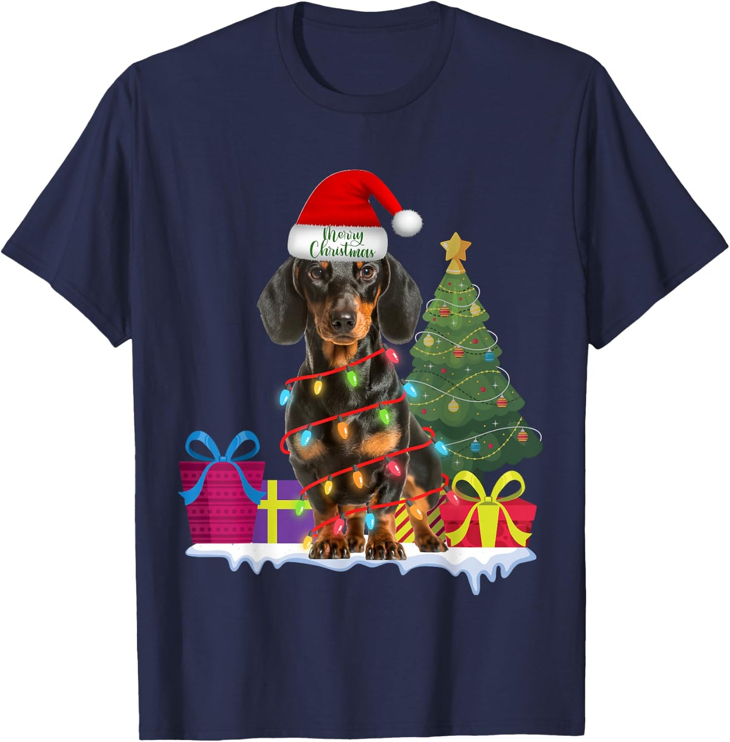 Dachshund Dackel Wiener Dog Ugly Christmas Sweater Teckels T-Shirt - T-Shirt | Navy