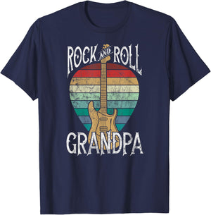 Rock n Roll Grandpa Vintage Guitar Player Music Lover T-Shirt - T-Shirt | Navy