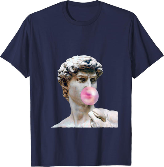 David Michelangelo with Bubblegum Statue Art Man Woman Child T-Shirt - T-Shirt | Navy
