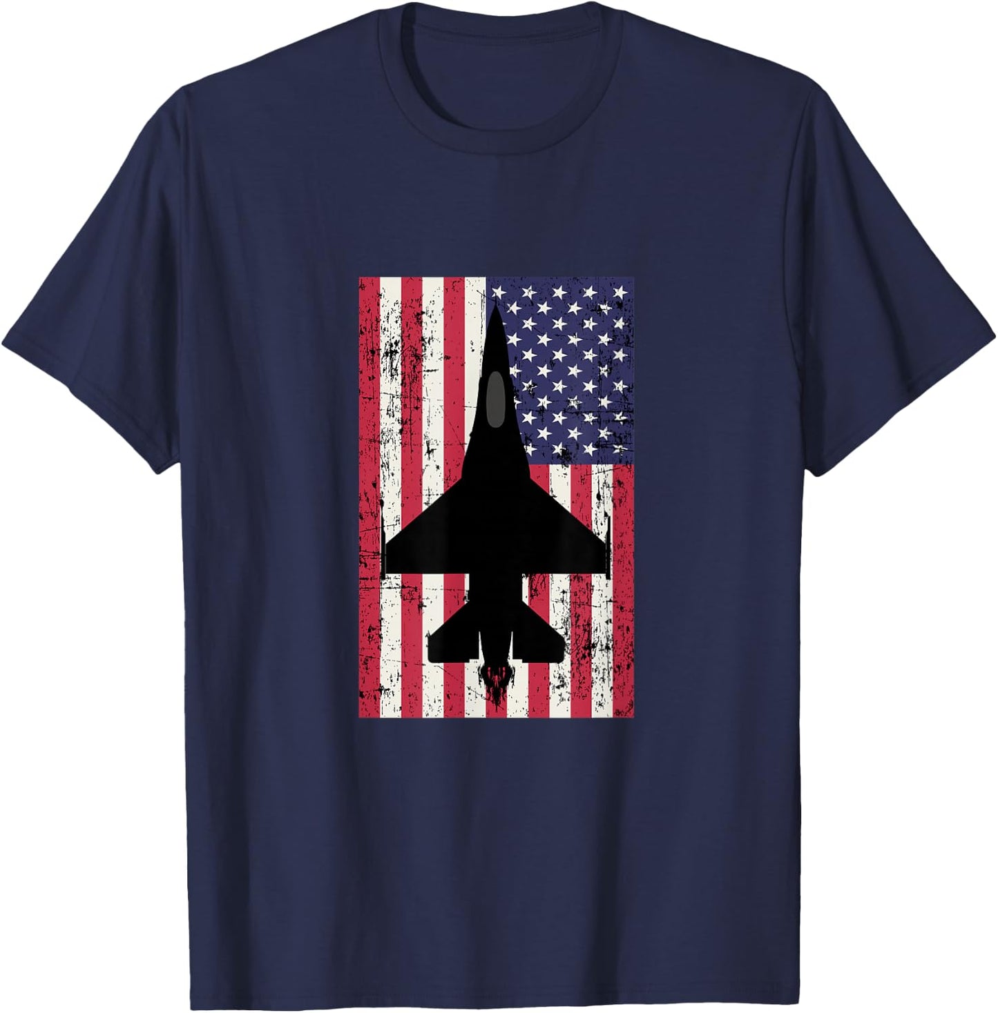 Patriotic F-16 Fighter Jet American Flag T-Shirt - T-Shirt | Navy