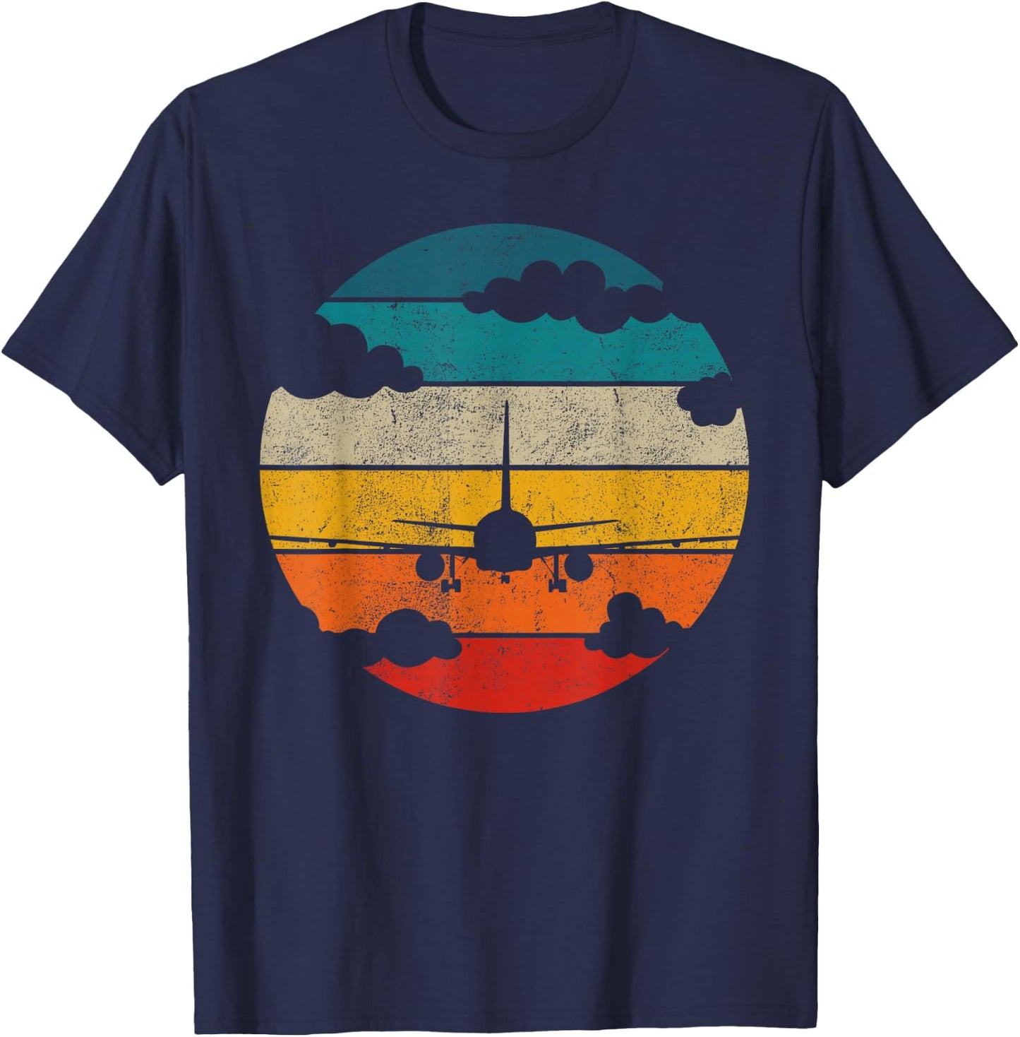 Airplane Retro Vintage Plane Aviator Aircraft Pilot Airplane T-Shirt - T-Shirt | Navy