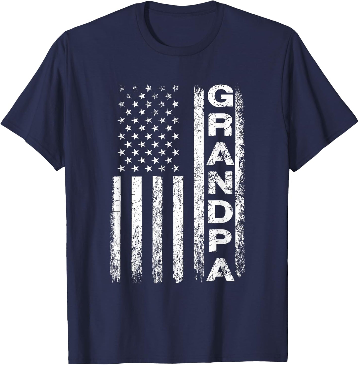 Grandpa Vintage American Flag Father's Day 4th of July Papa T-Shirt - T-Shirt | Navy