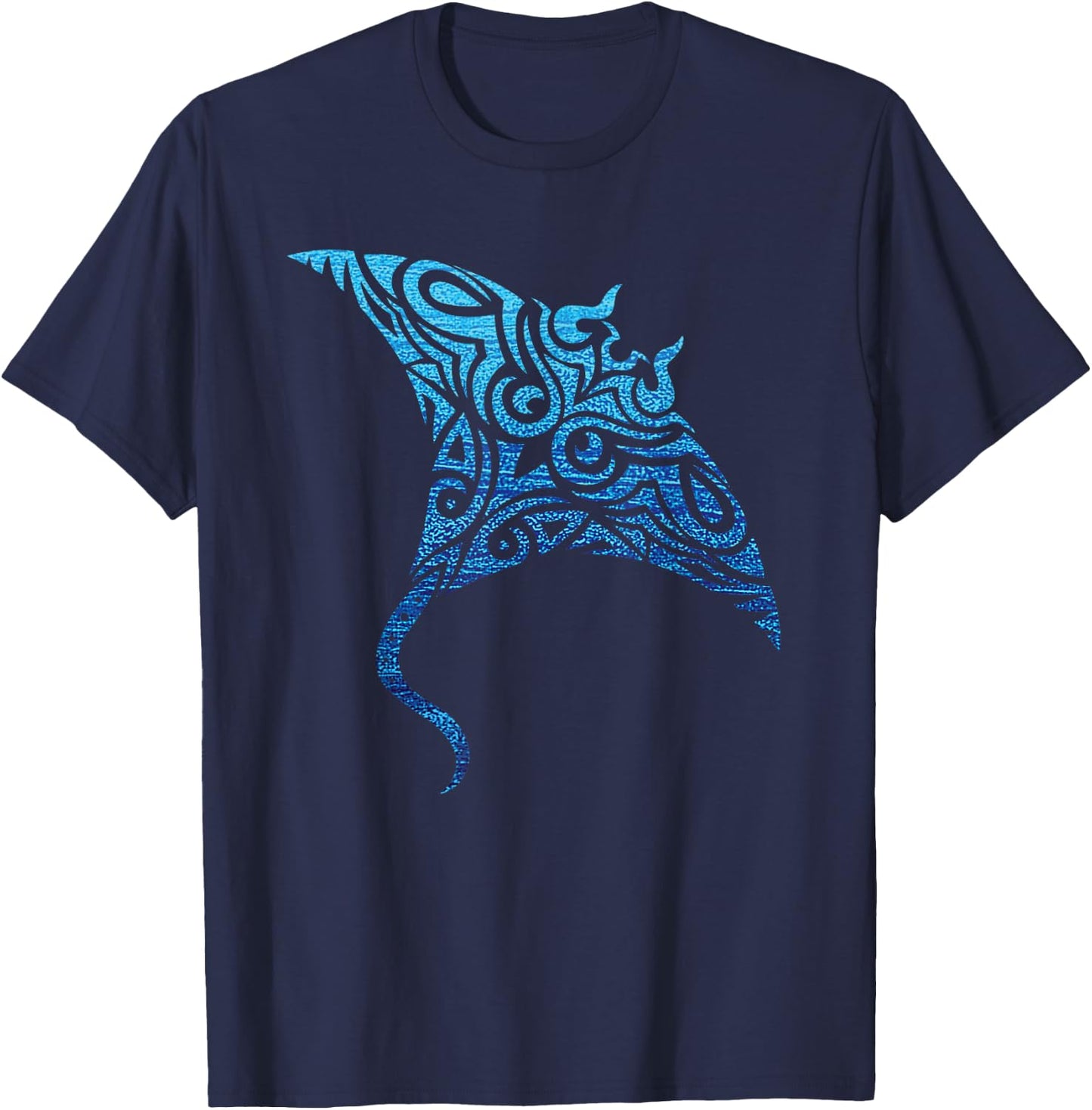 Hawaiian Manta Ray Tribal Polynesian Tattoo Pacific Stingray T-Shirt - T-Shirt | Navy