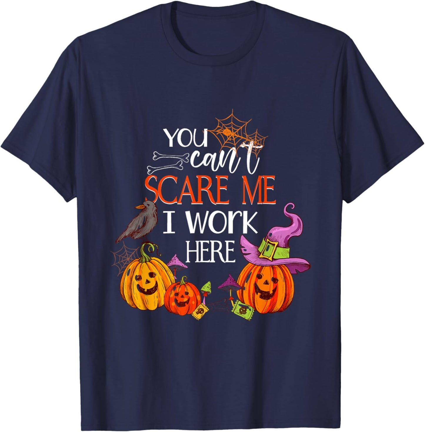 I Work Here Halloween Sweet or Sour Gift T-Shirt - T-Shirt | Navy