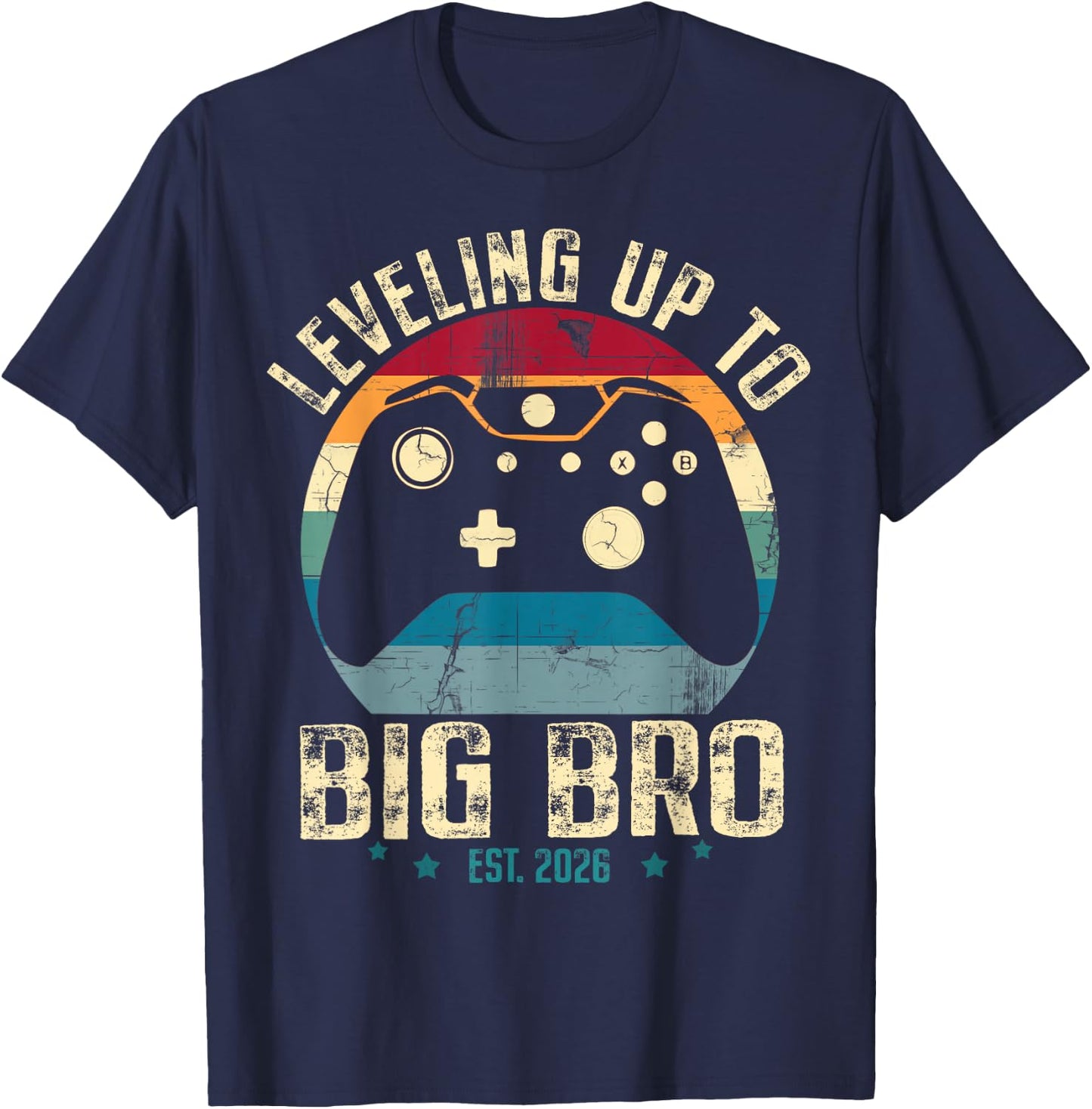 Leveling up to Big Brother 2026 Funny Gamer Boys Kids Men T-Shirt - T-Shirt | Navy