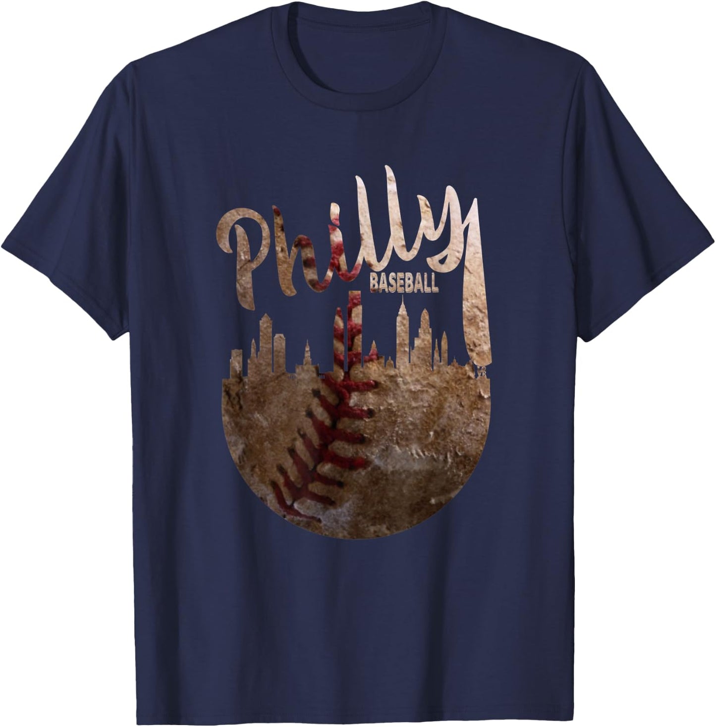 Retro Philadelphia Baseball Vintage distressed Men Women T-Shirt - T-Shirt | Navy