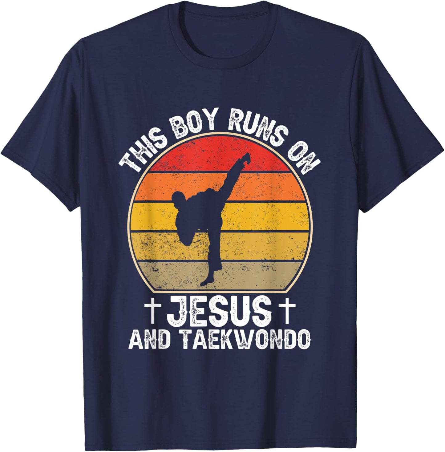 This Boy Runs On Jesus And Taekwondo - Christian Taekwondo T-Shirt - T-Shirt | Navy