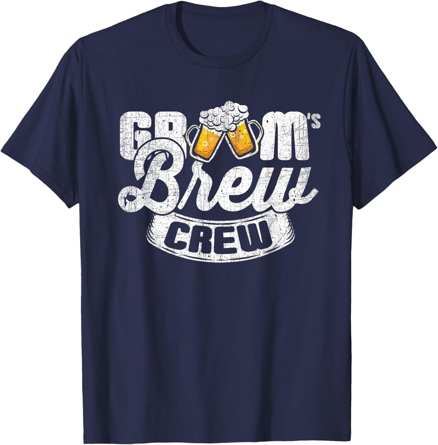 Grooms Brew Crew - Groomsmen & Best Man T Shirt T-Shirt - T-Shirt | Navy