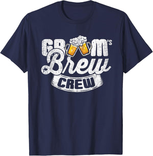 Grooms Brew Crew - Groomsmen & Best Man T Shirt T-Shirt - T-Shirt | Navy