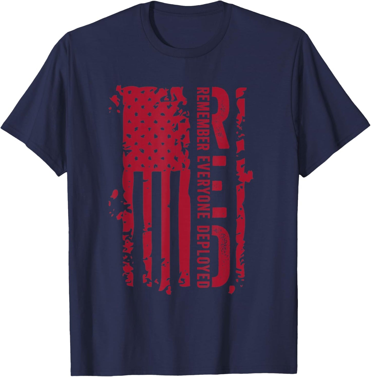 RED, Remember Everyone Deployed, Red Distressed Flag T-Shirt - T-Shirt | Navy