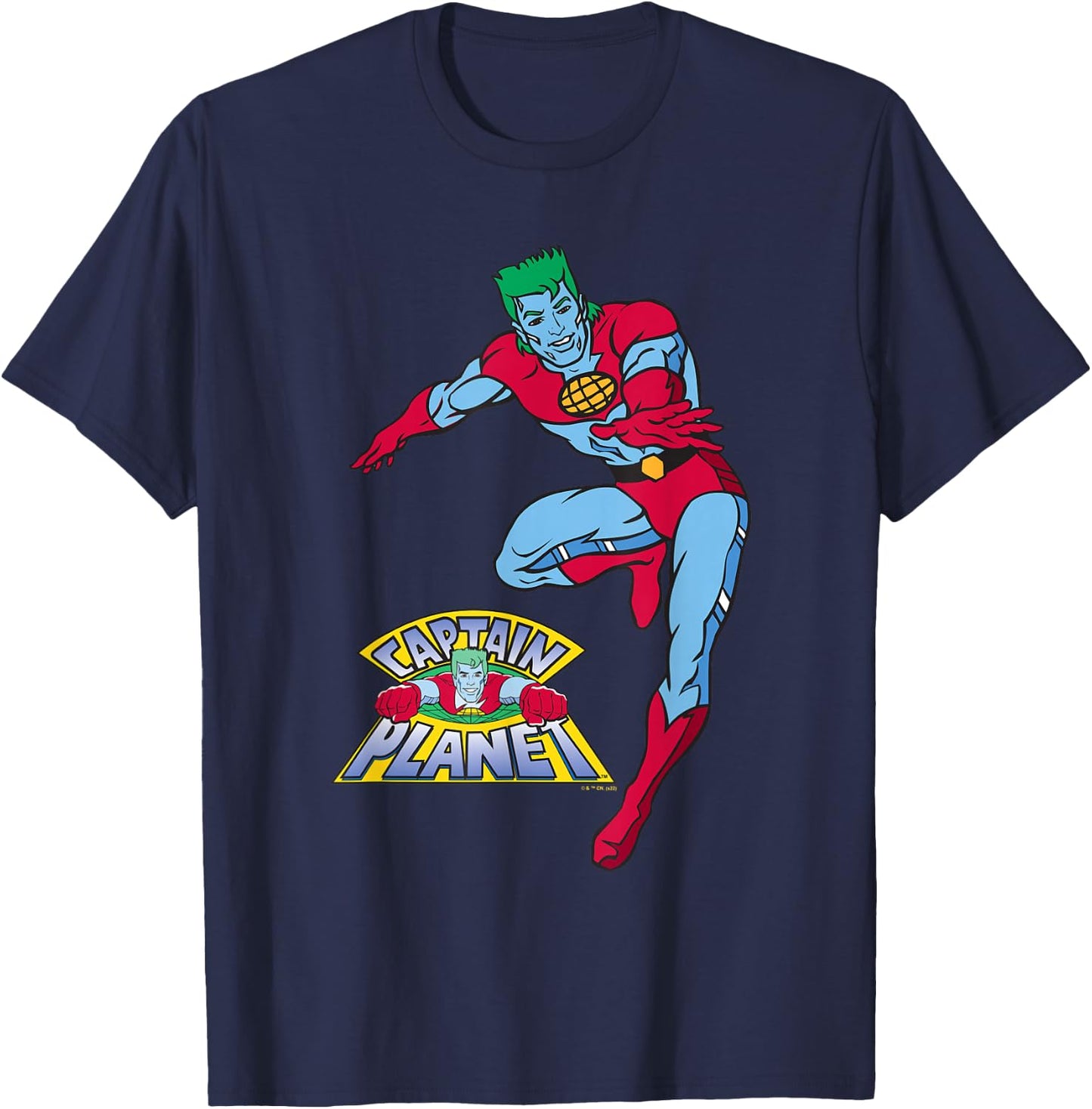 Captain Planet Captain and Logo T-Shirt - T-Shirt | Navy