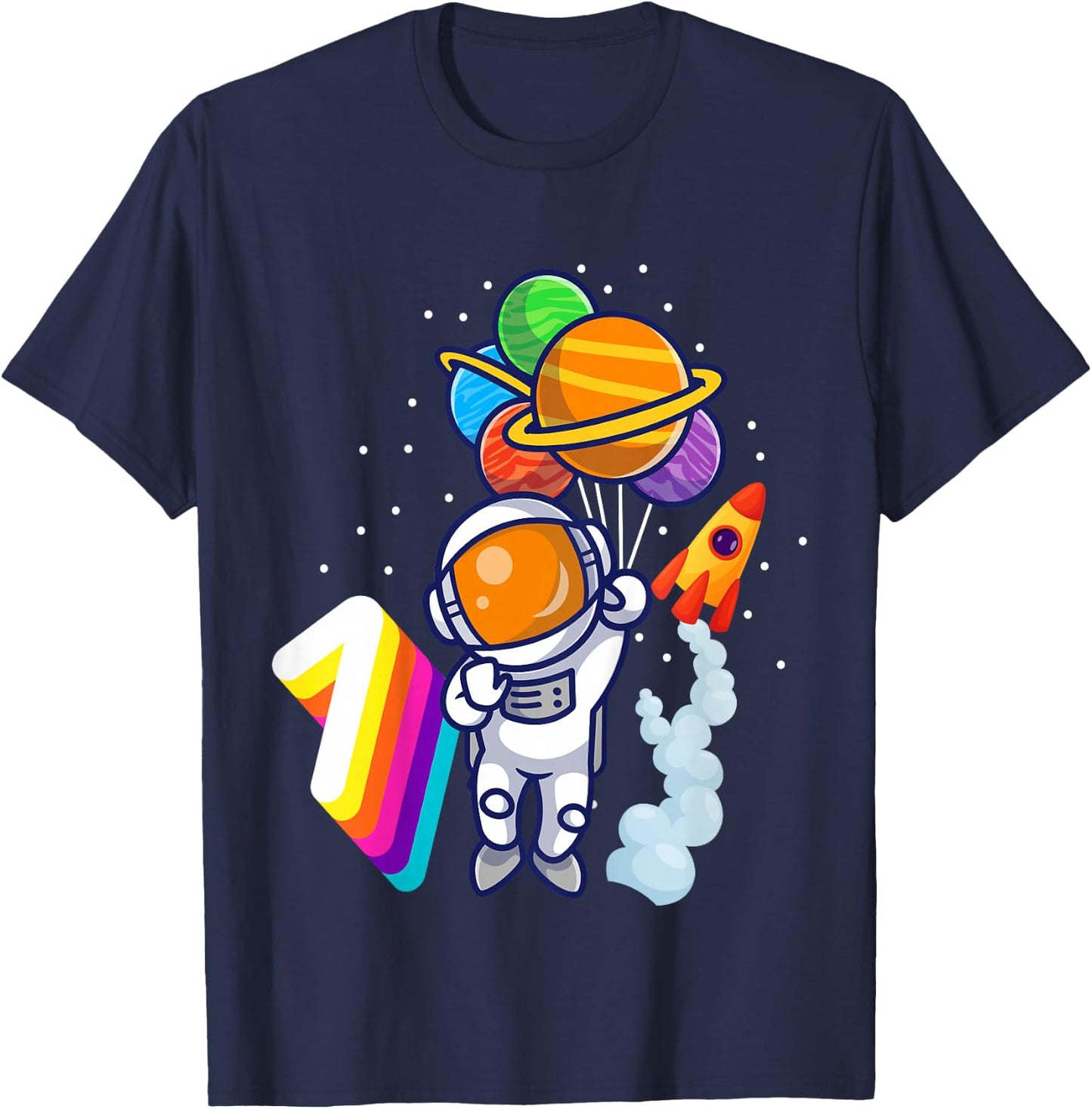 1st Birthday Boy Astronaut 1 Year Space Travel Space T-Shirt - T-Shirt | Navy