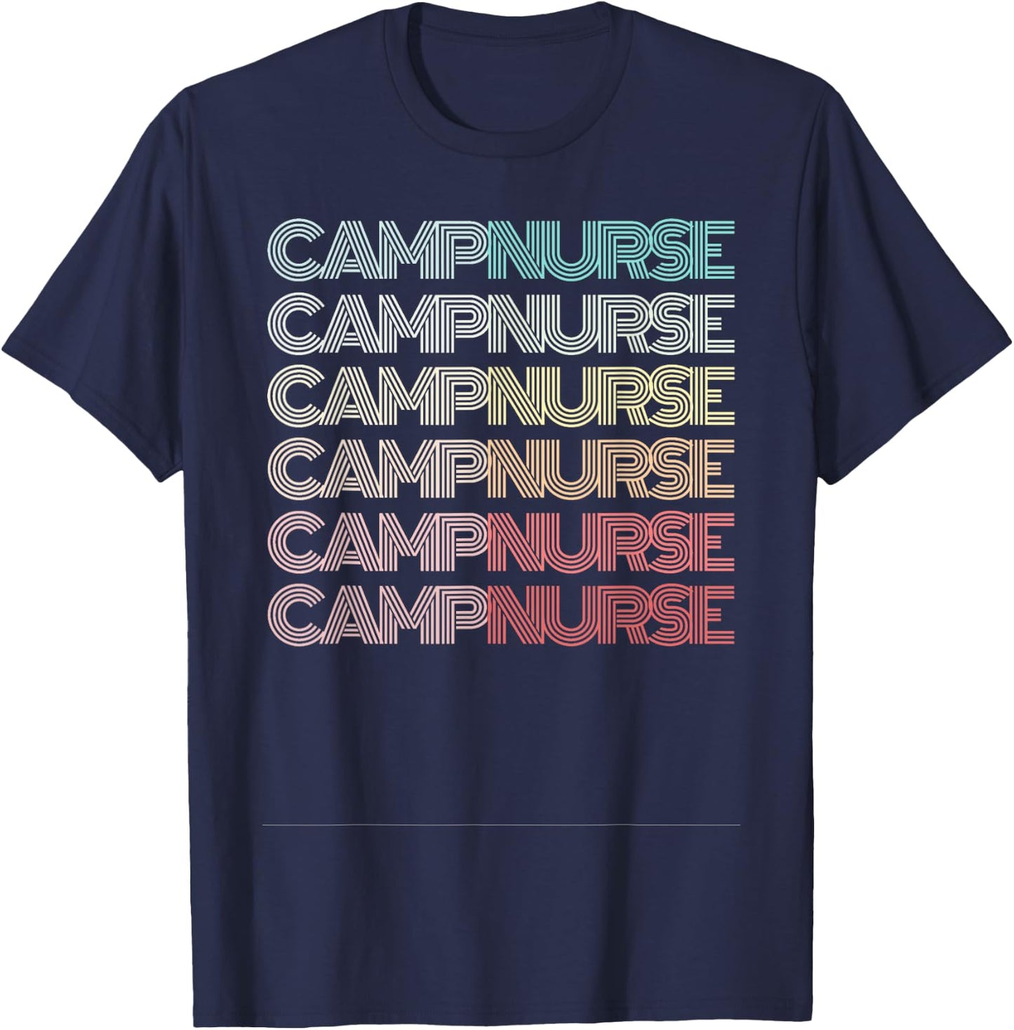 Retro CAMP NURSE Groovy Nursing Student Camping Medical RN T-Shirt - T-Shirt | Navy