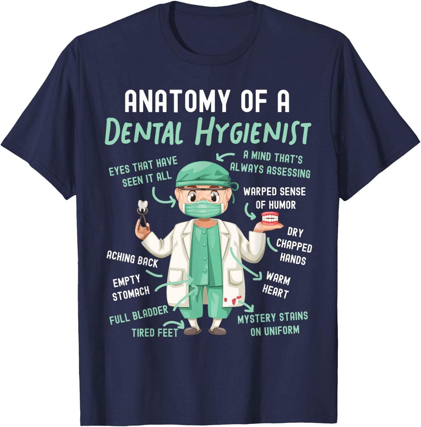 Dental Hygienist Anatomy T-Shirt - T-Shirt | Navy