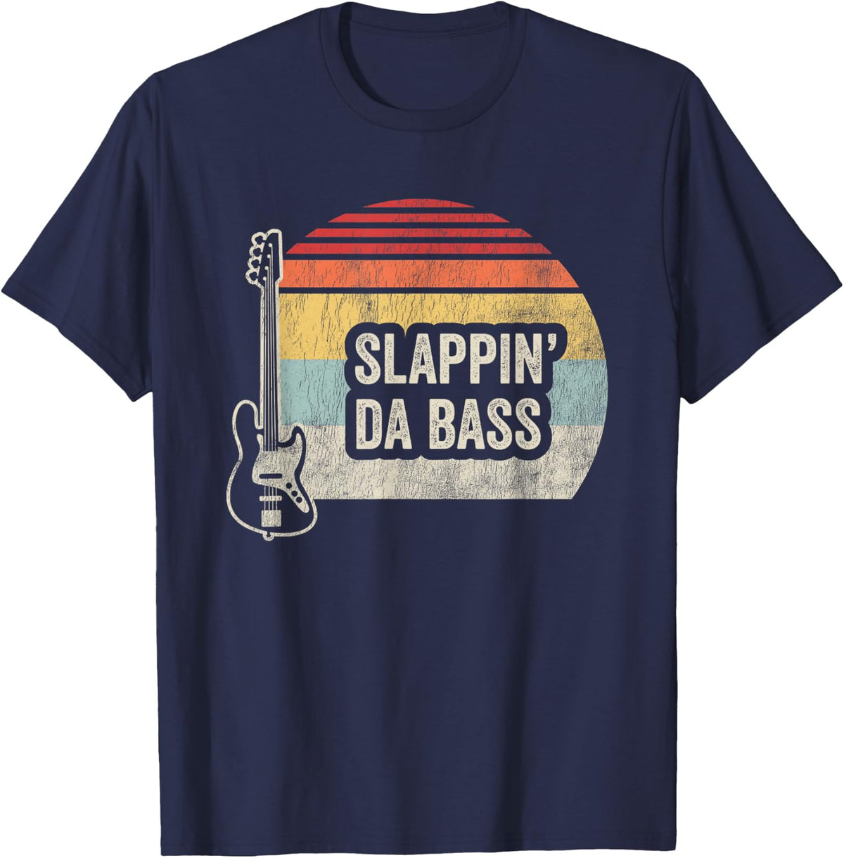 Slappin Da Bass Funny Bass Guitar Player Musician Retro T-Shirt - T-Shirt | Navy
