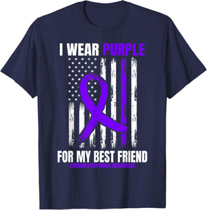 Purple Best Friend Hodgkins Lymphoma Awareness Products Flag T-Shirt - T-Shirt | Navy