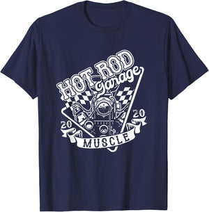 Hot Rod Garage American Old Car Classic Modified T-Shirt - T-Shirt | Navy