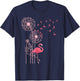 Flower Dandelion Exotic Animal Tropical Bird Pink Flamingo T-Shirt - T-Shirt | Navy