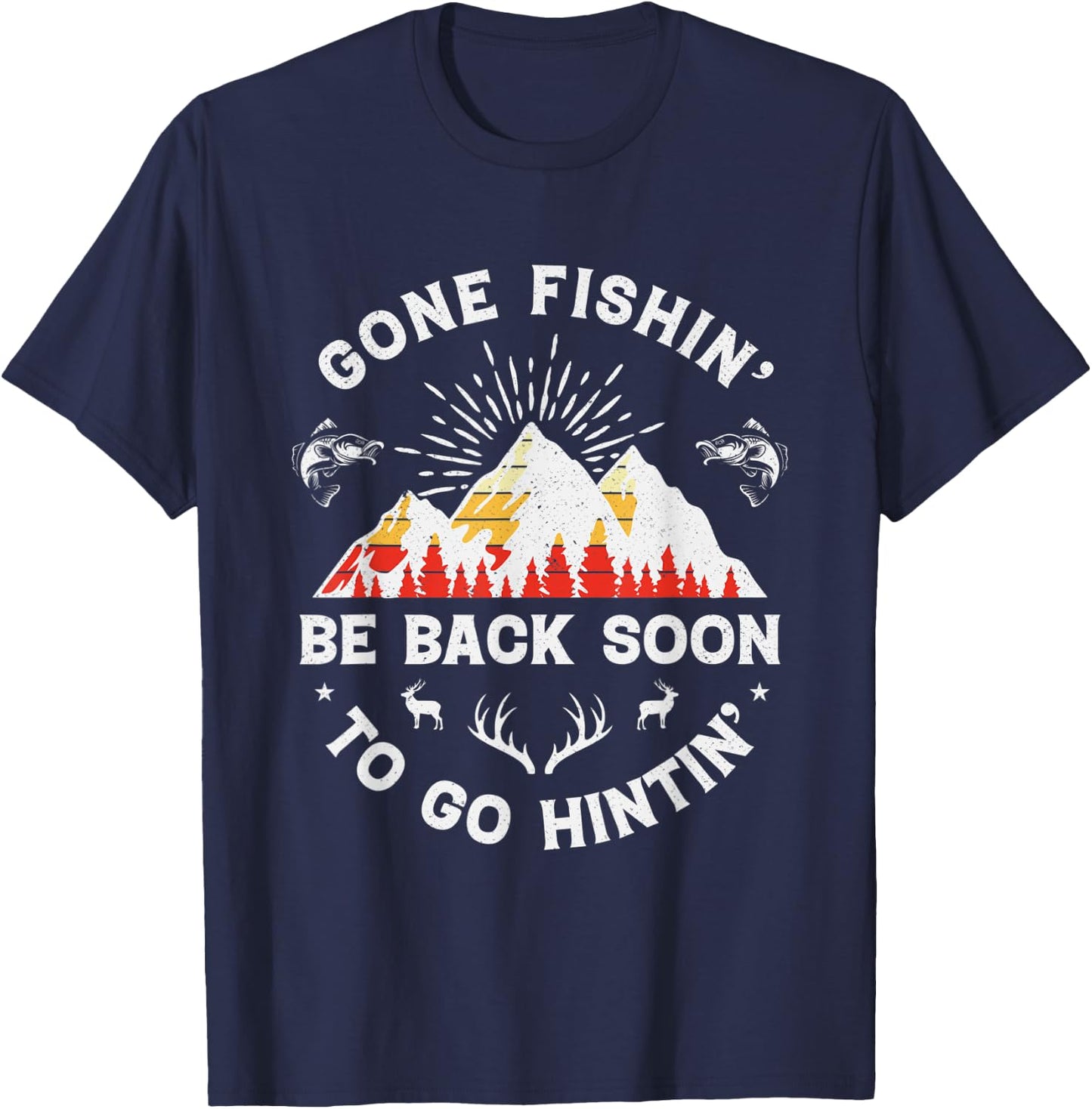 Fishing Hunter Shirt Deer Hunting Fisherman Fish Hunt Gifts T-Shirt - T-Shirt | Navy