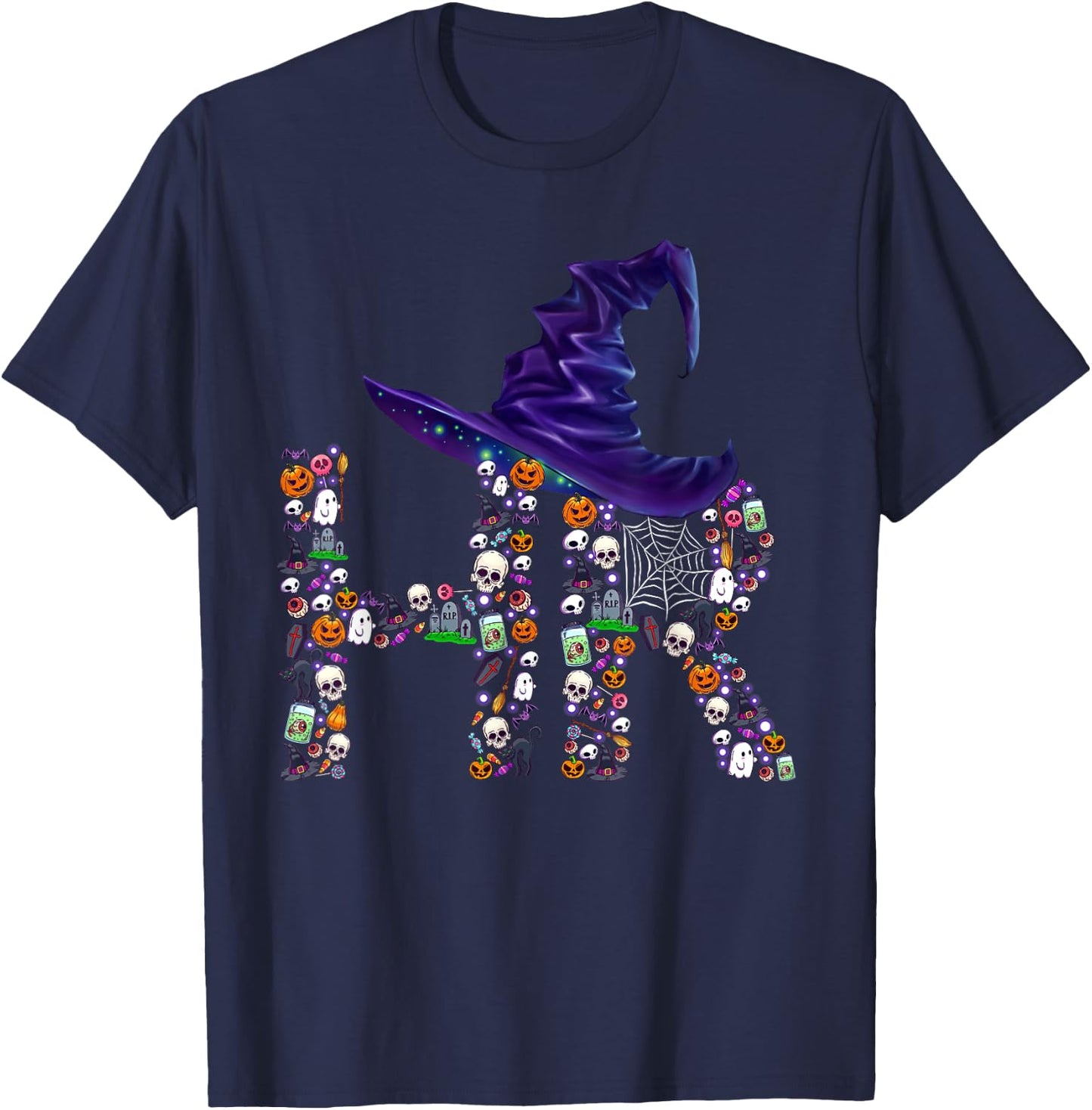 Funny HR Witch Human Resources Pumpkin Halloween Costume T-Shirt - T-Shirt | Navy