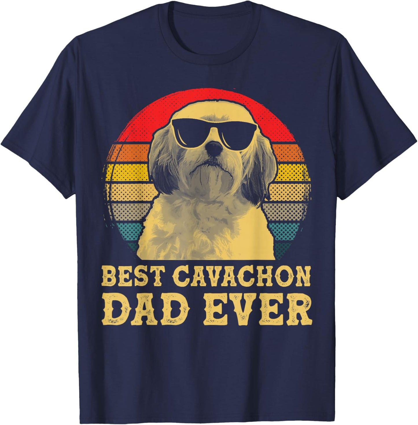 Best Cavachon Dad Ever Dog Lovers Retro Vintage Women Girls Kids T-Shirt - T-Shirt | Navy