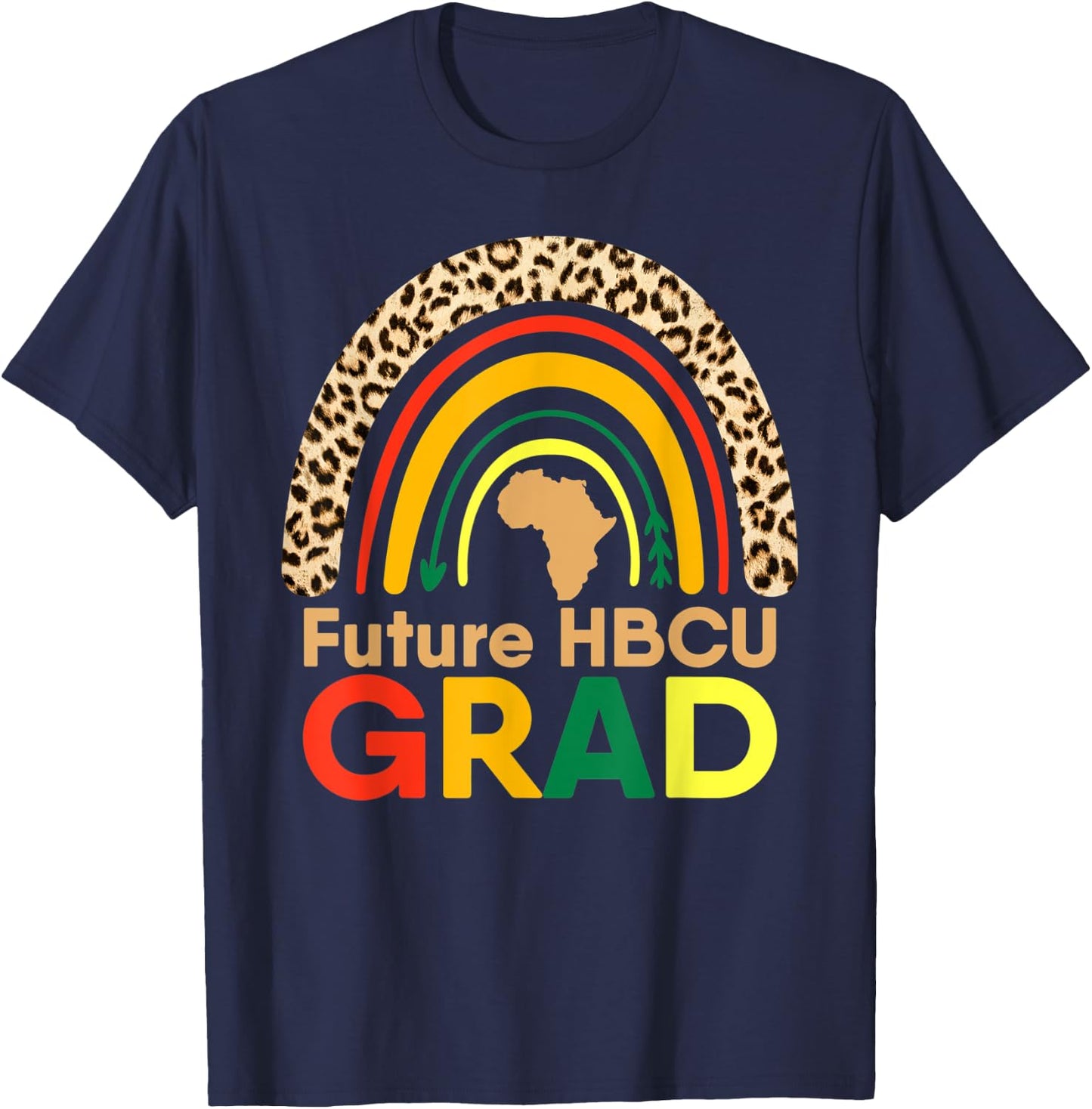 HBCU African American College Graduation Rainbow Leopard T-Shirt - T-Shirt | Navy