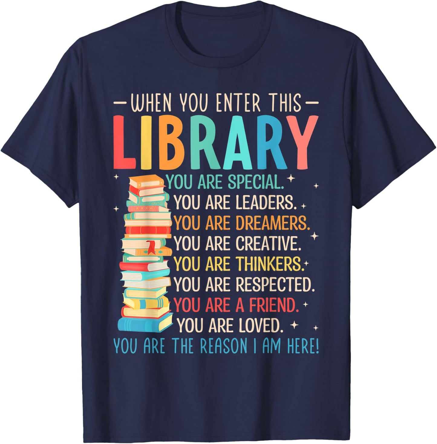 When You Enter This Library - Librarian Bookworm Book Reader T-Shirt - T-Shirt | Navy