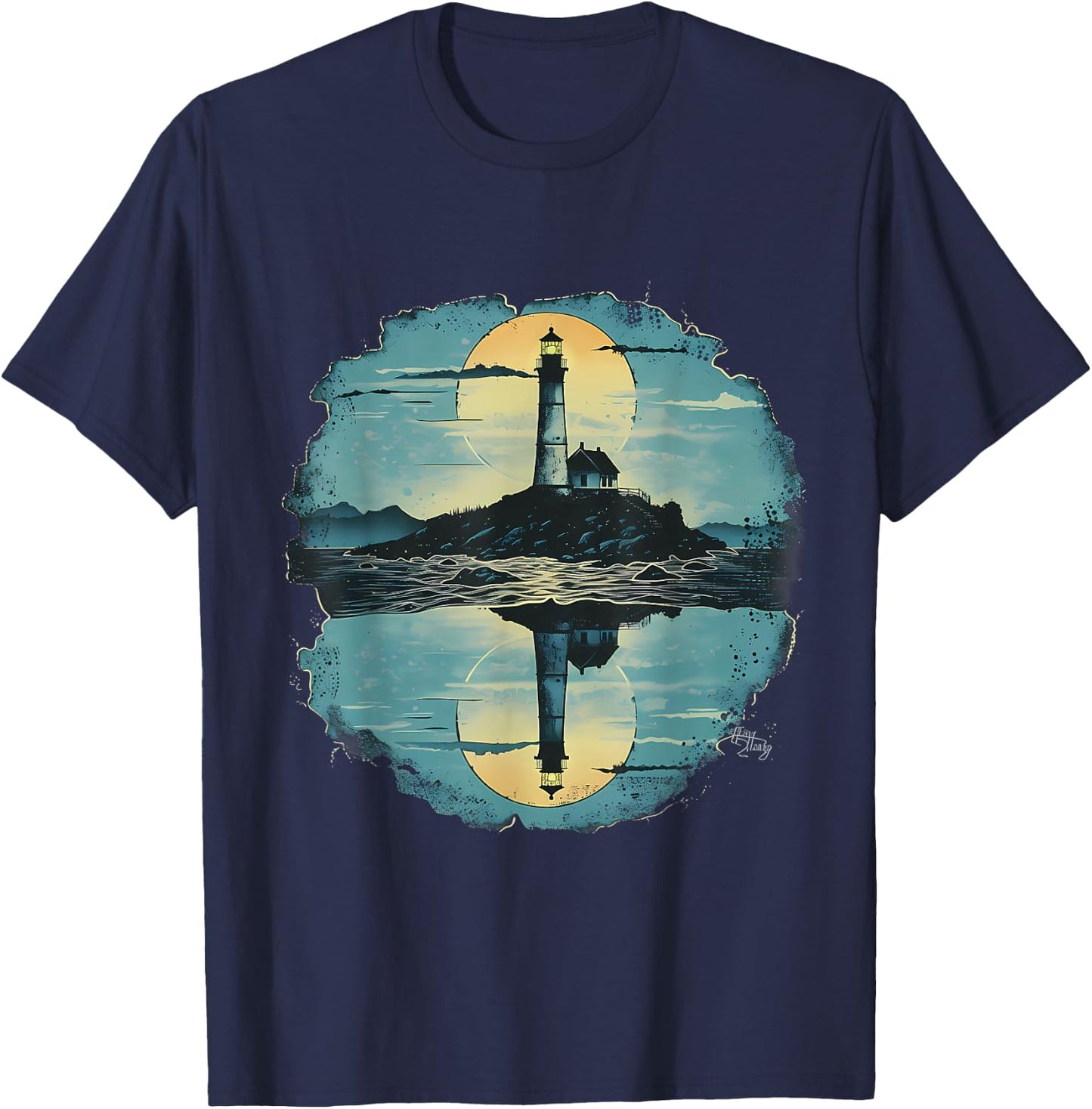 Light House Seaside House Sailing Sea Beach Lighthouse T-Shirt - T-Shirt | Navy