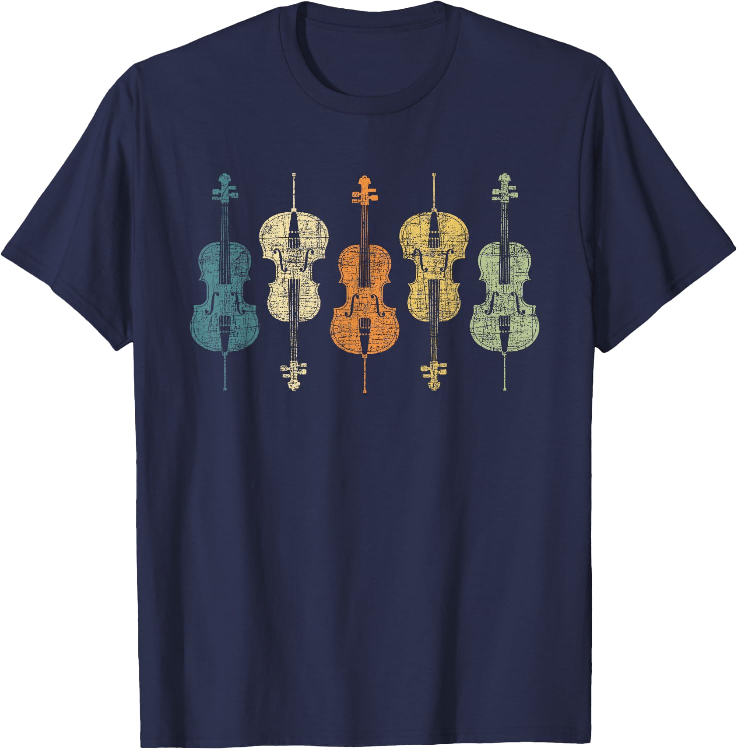 Retro Vintage Cello Player Cellist Musician Classical Music T-Shirt - T-Shirt | Navy