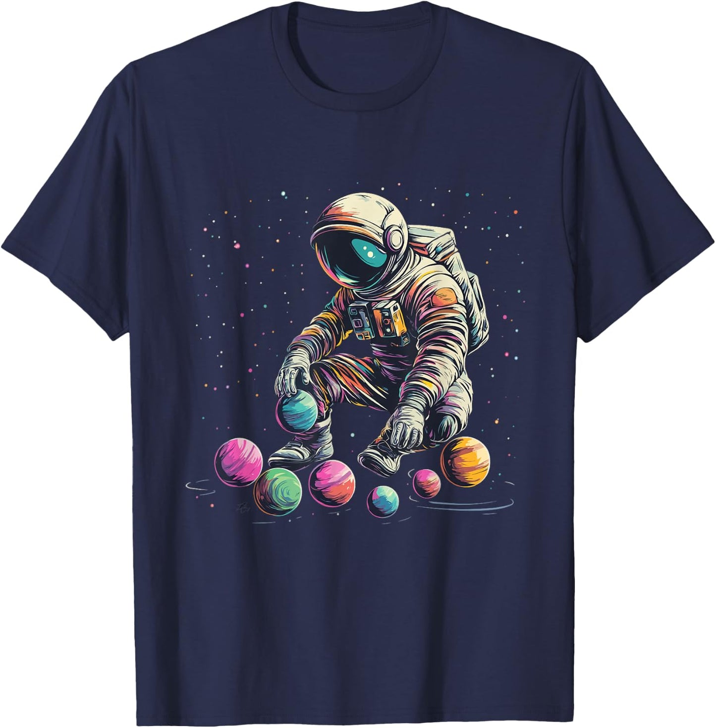 Space Explorer Astronaut Planets Solar System T-Shirt - T-Shirt | Navy